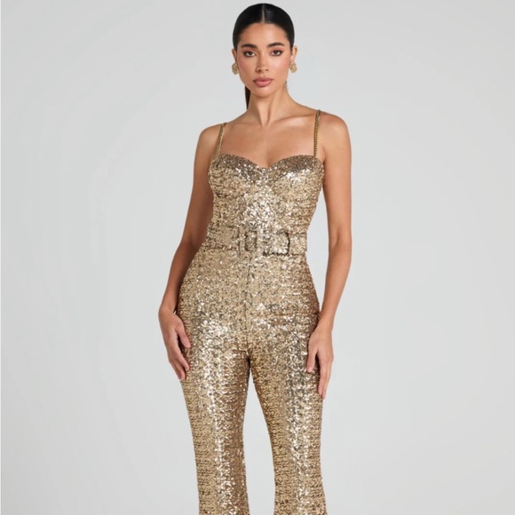 NADINE MERABI LUCINDA  Glittering Gold Jumpsuit. S/M
US 6 - Picture 3 of 17